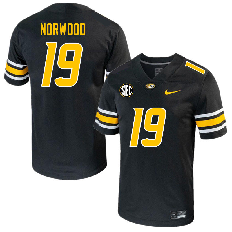 Men #19 Dreyden Norwood Missouri Tigers College 2023 Football Stitched Jerseys Sale-Black